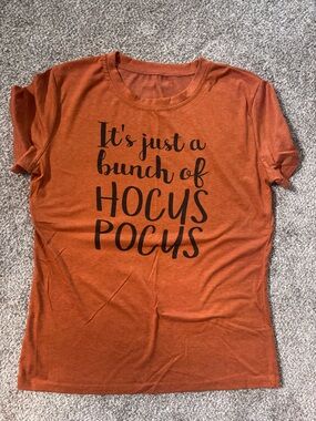 Woman’s  Orange Halloween Graphic Tee - "Hocus Pocus"